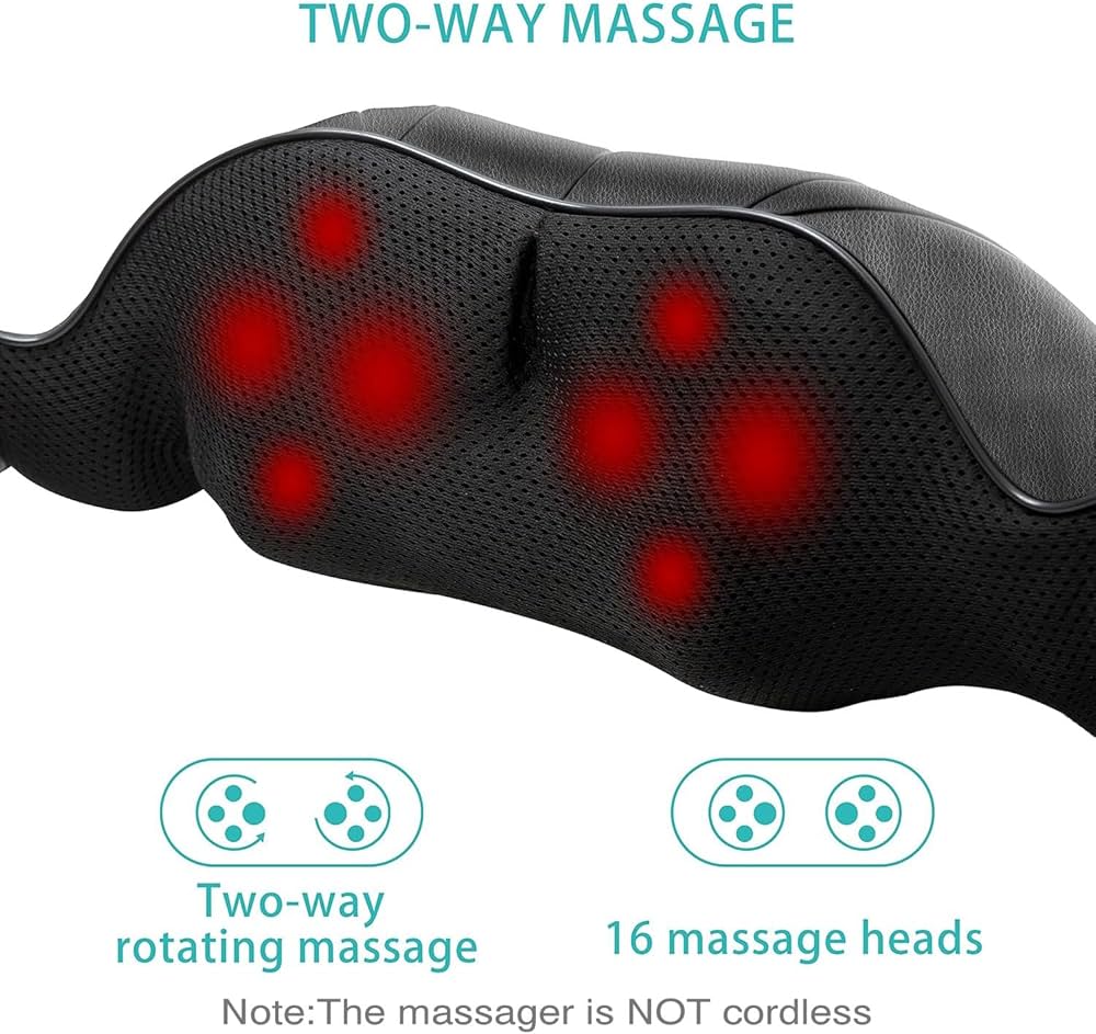AERLANG Shiatsu Back and Neck Massager, Back Massager Deep Tissue Kneading Neck and Shoulder Massage with Heat, Electric Massage Pillow Fathers Day Gift Ideas from Daughter Son(NOT Cordless)