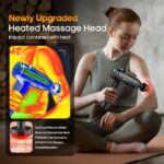 AERLANG Massage Gun with Heat Deep Tissue Back Massager Neck Massager for Pain Relief,Muscle Percussion Massage Gun, Birthday Gifts for Men Women Dad him Handheld Message Gun with 7Heads&SilentI’m
