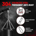 Yes4All Punching Bag Hanger, Heavy Bag Spring 555 LB Capacity, Stainless Steel Hanging Kit with Spring Hook & Carabiner, Indoor & Outdoor Mounting for Boxing Bags & Recreation
