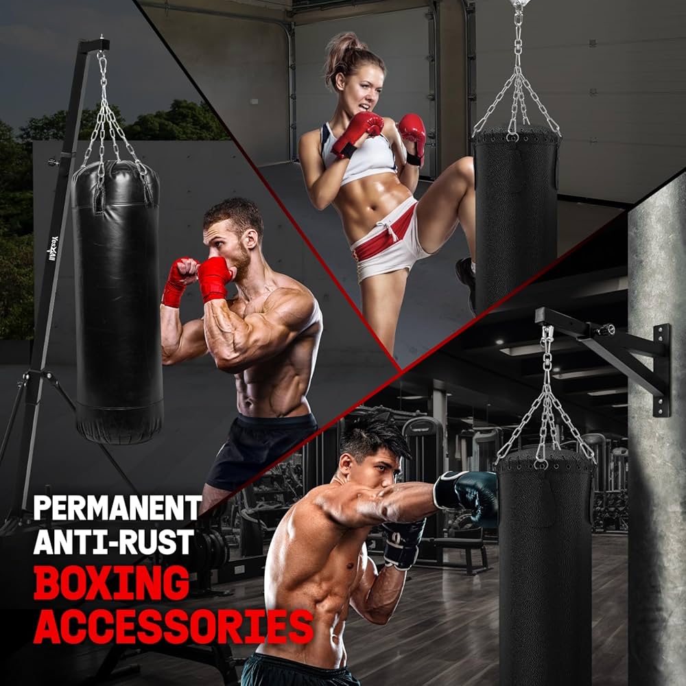 Yes4All Punching Bag Hanger, Heavy Bag Spring 555 LB Capacity, Stainless Steel Hanging Kit with Spring Hook & Carabiner, Indoor & Outdoor Mounting for Boxing Bags & Recreation