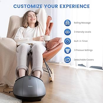 Breo Foot Massager with Heat, Deep Tissue Kneading, Shiatsu Massage Machine for Relax, Relieve Foot Pain, Plantar Fasciitis, Fits Feet Up to Men Size 14, Mother’s Day Gift