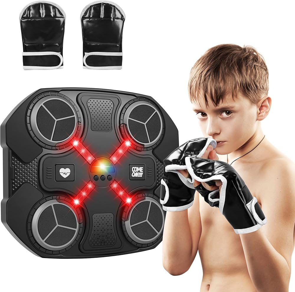Music Boxing Machine Sport Toys for Kids and Adults,Wall Mounted Bluetooth Smart Punching Target,Training Pad Toy with Boxing Glove,Ideas Toys for Boys Girls Kids 3 4 5 6 7 8 9 10 11 12+ Years OldI’m