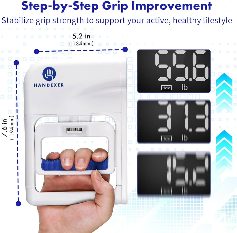 Grip Strength Tester 265lb/120kg, Digital Hand Dynamometer FDA Registered with Backlit LCD for Grip Strength Testing and Training