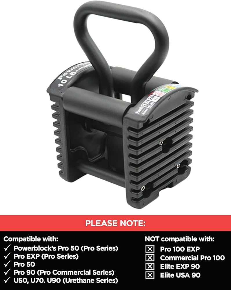 PowerBlock Pro Series Kettlebell Handle – Compatible Pro Series Dumbbells, Strength Training Accessory, for Home Gym & Commercial Use, Workout Equipment, Black