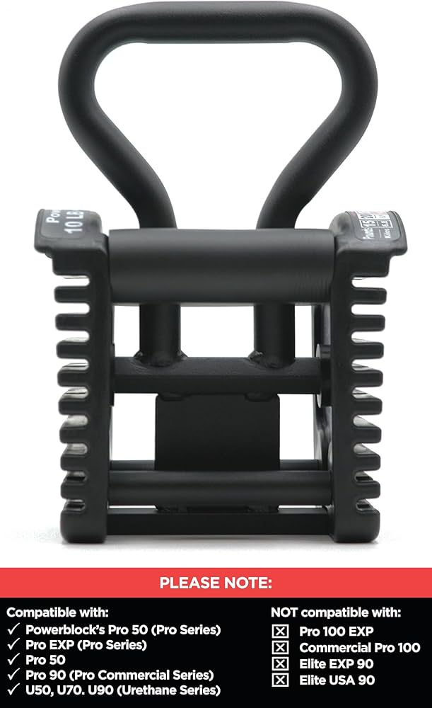 PowerBlock Pro Series Kettlebell Handle – Compatible Pro Series Dumbbells, Strength Training Accessory, for Home Gym & Commercial Use, Workout Equipment, Black