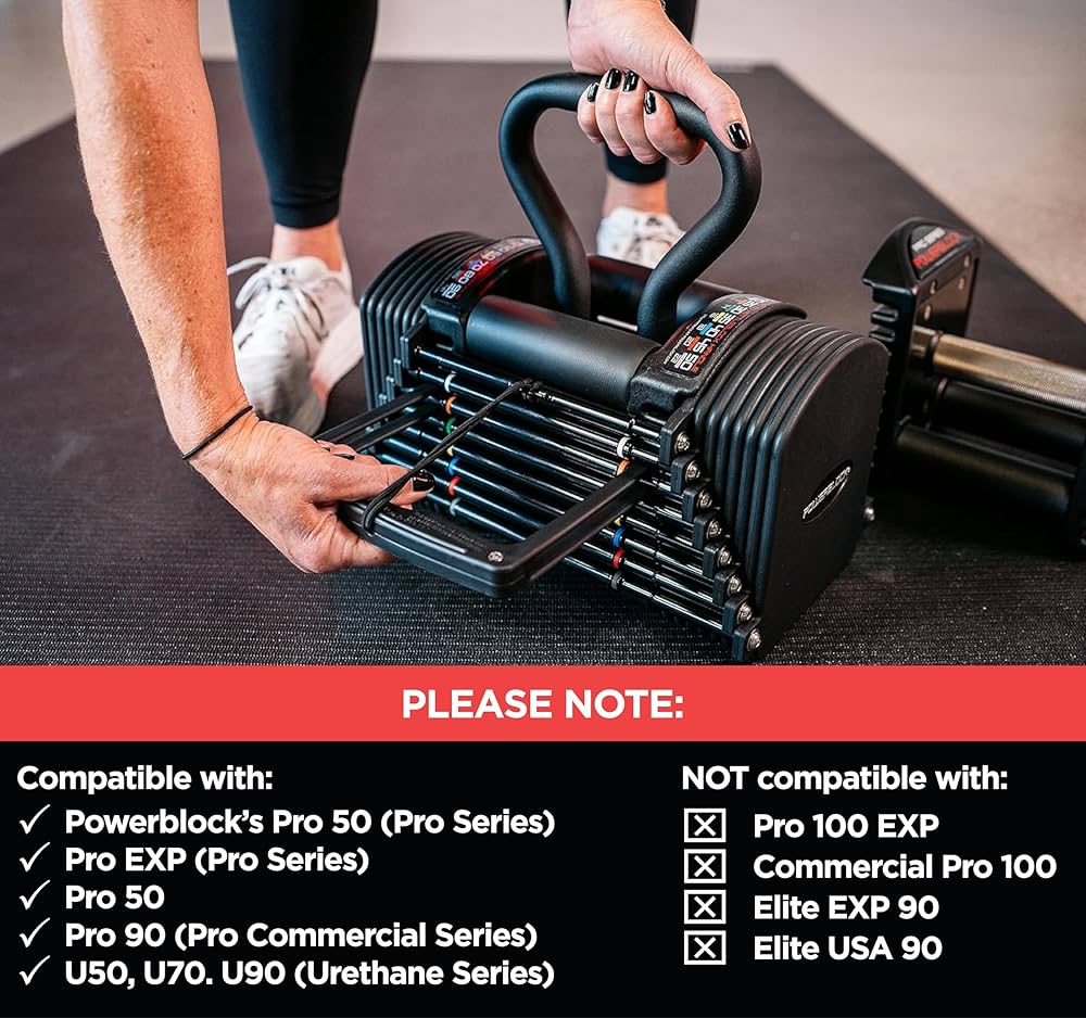 PowerBlock Pro Series Kettlebell Handle – Compatible Pro Series Dumbbells, Strength Training Accessory, for Home Gym & Commercial Use, Workout Equipment, Black