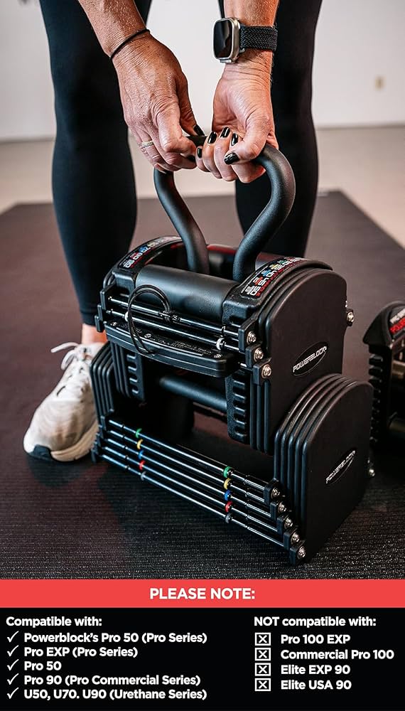 PowerBlock Pro Series Kettlebell Handle – Compatible Pro Series Dumbbells, Strength Training Accessory, for Home Gym & Commercial Use, Workout Equipment, Black