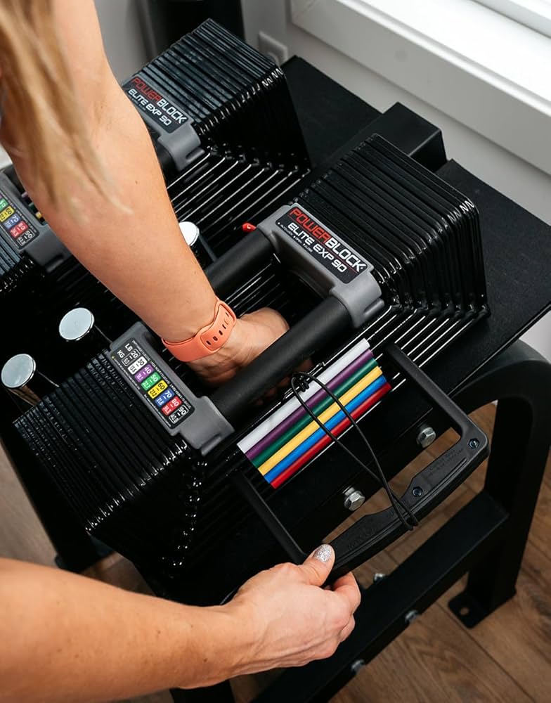 PowerBlock Elite EXP Adjustable Dumbbells, Sold in Pairs, Stage 1, 5-50 lb. Dumbbells, Durable Steel Build, Innovative Workout Equipment, All-in-One Dumbbells, Expandable with Expansion Kits