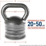 Apex Adjustable Heavy-Duty Kettlebell Weight for Strength Training and Weightlifting, Ideal Home Gym Equipment, Cast Iron, Grey APKB-500