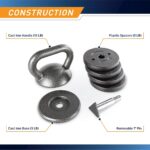 Apex Adjustable Heavy-Duty Kettlebell Weight for Strength Training and Weightlifting, Ideal Home Gym Equipment, Cast Iron, Grey APKB-500
