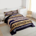 Lake House Comforter Set Queen Size, Paddle Retro Wood Grain Bedding Comforter Sets Retro Rustic Farmhouse Duvet Insert For Kids Teens Adult Women, Go Boating Duvet Sets Lake Cabin Decor, Brown