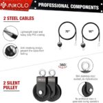 Mikolo Upgraded Weight Lift Pulley System – LAT Pulley Attachments with Adjustable Length Cable for Full Body Training, Home Gym Set