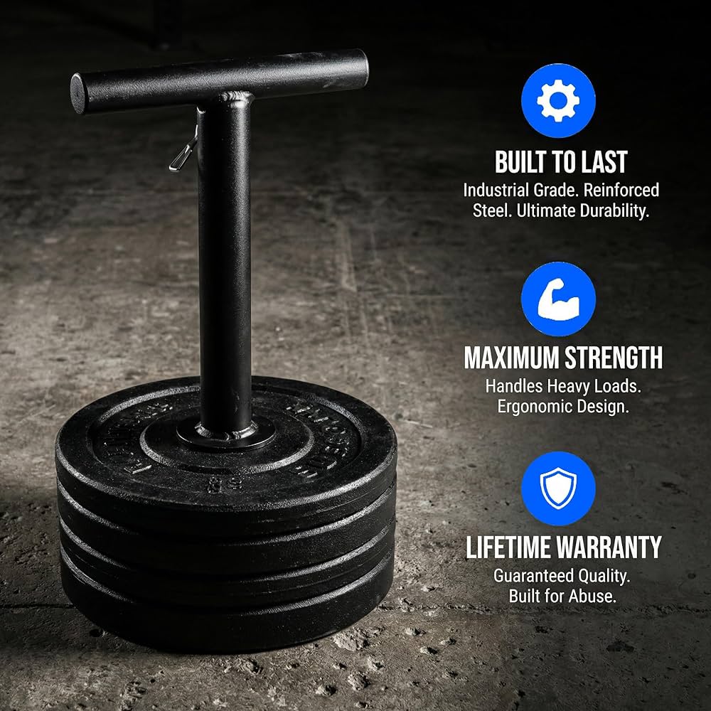 Adjustable Kettlebell Handle for Weight Plate, Heavy Duty Iron Construction, Fits Standard 2″ Olympic Plates, DIY Kettlebell for Strength Training, CrossFit, Home Gym