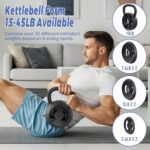 2-in-1 Adjustable Kettlebell Sets, 15-45LB Kettle bells Weights Set Used as Adjustable Dumbbell for Men/Women Home Gym Strength Training