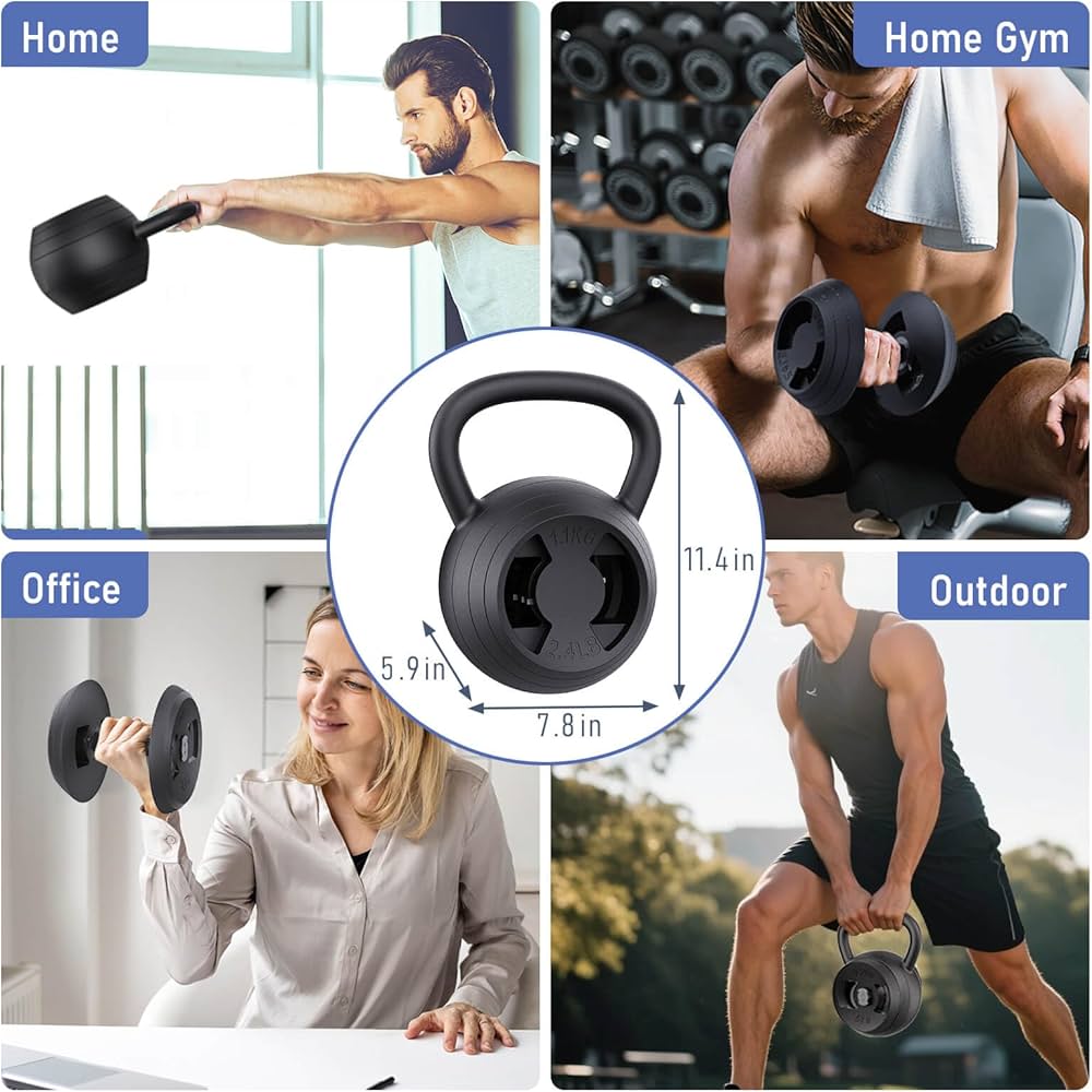 2-in-1 Adjustable Kettlebell Sets, 15-45LB Kettle bells Weights Set Used as Adjustable Dumbbell for Men/Women Home Gym Strength Training