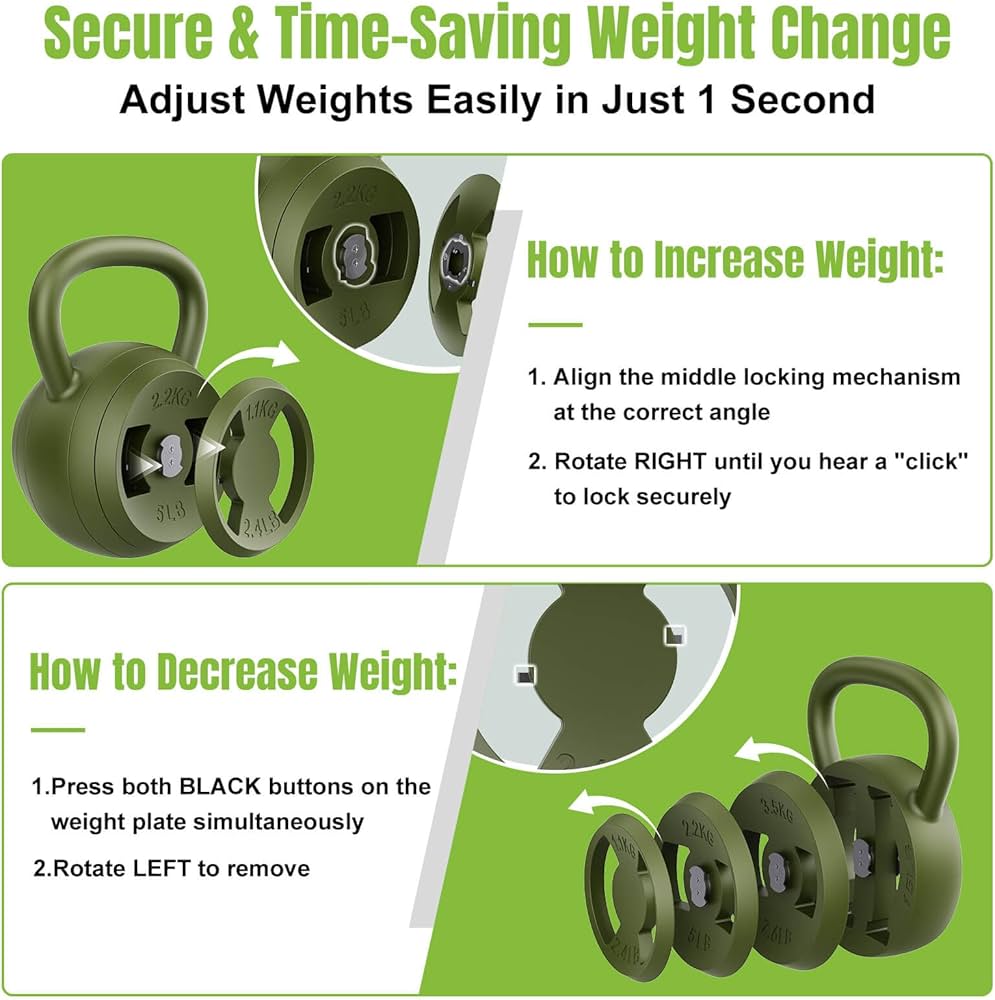 2-in-1 Adjustable Kettlebell, 15-45 LB Kettlebells Weight Set with Wide Grip, 4.8-30 LB Dumbbell Weights for Home Gym Strength Training