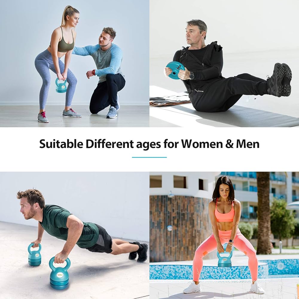 TopMade Adjustable Kettlebell Weights Set Cast Iron Exercise Fitness Kettle Ball Grip 5, 8, 9,12lb Free Weight Men Women Kettlebells for Home Gym Workout Ballistic, Core,Strength Training