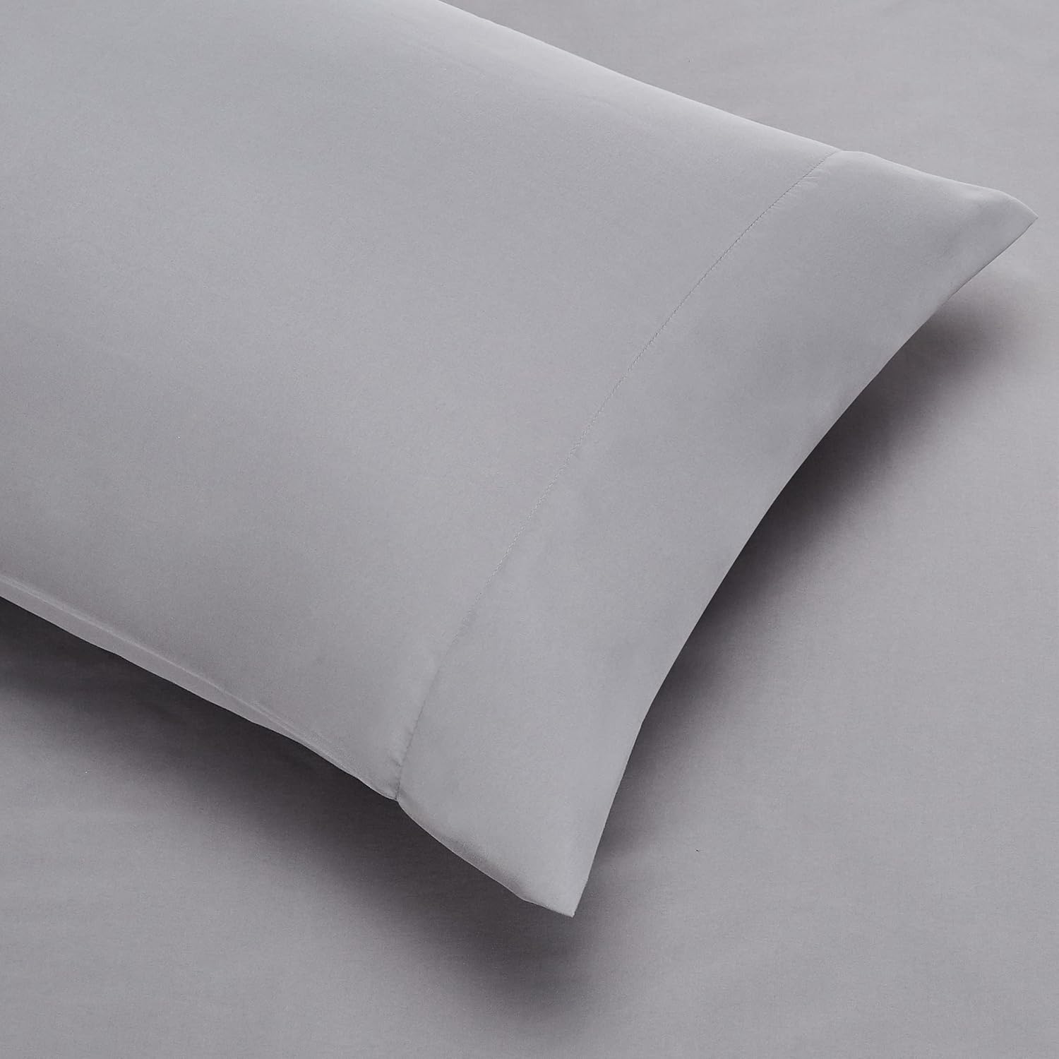 Amazon Basics Full/Queen Comforter Set with Sheets, 7-Piece Gray Calvin Stripe Bedding, Lightweight Microfiber Bed-in-a-Bag, Striped