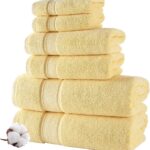 NOVA Luxury Linen – Hotel Quality Turkish Towel Set for Bathroom (6 Pcs Towel Set, Sunlight Yellow)