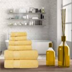 NOVA Luxury Linen – Hotel Quality Turkish Towel Set for Bathroom (6 Pcs Towel Set, Sunlight Yellow)