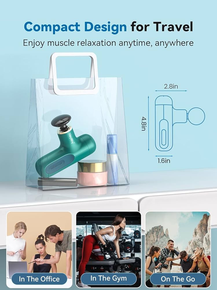 Super Mini Massage Gun, Percussion Deep Tissues Muscle Massager, Compact Sports Travel Massage Gun, Portable Handheld Massager for Home, Gym, Office, Outdoors
