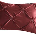 Erosebridal Burgundy Pinch Pleated Comforter Cover Full Size Silk Like Satin Pintuck Bedding Set with Zipper Ruffle Design Luxury & Microfiber Comforter Cover Pintuck Decorative Bedspread Cover