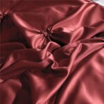 Erosebridal Burgundy Pinch Pleated Comforter Cover Full Size Silk Like Satin Pintuck Bedding Set with Zipper Ruffle Design Luxury & Microfiber Comforter Cover Pintuck Decorative Bedspread Cover
