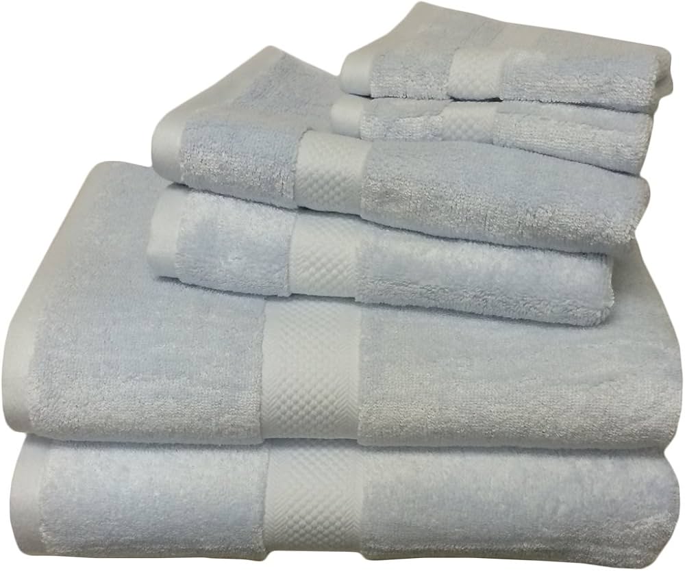 Royal Hotel Bedding 6pc Blue Viscose from Bamboo Blend Towel Set, Includes 2 Bath Towels, 2 Hand Towels, 2 Wash Clothes