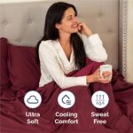 Full 6 Piece Sheet Set – Comfy Breathable & Cooling – Ultra Soft Hotel Luxury Bedding Set w/ 8-16 Inch Deep Pockets – 1 Flat & 1 Fitted Sheet & 4 Pillowcases – Wrinkle Free and Easy Care – Burgundy