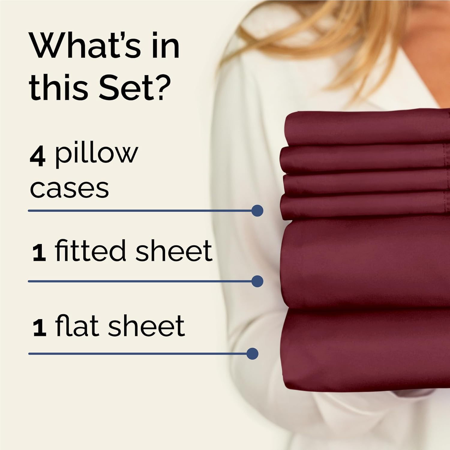 Full 6 Piece Sheet Set – Comfy Breathable & Cooling – Ultra Soft Hotel Luxury Bedding Set w/ 8-16 Inch Deep Pockets – 1 Flat & 1 Fitted Sheet & 4 Pillowcases – Wrinkle Free and Easy Care – Burgundy