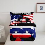 Castle Fairy American Flag Comforter Set Twin Size,Wrestling Wrestler Silhouette Bedding Set for Kids Boys Girls Teens Room Decor,Men Sport Games Quilt Set Striped Duvet Insert,1 Pillowcase