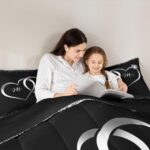 Erosebridal Mr and Mrs Comforter Set Queen Black Silver Valentines Day Bedding Set for Women Men,Wedding Bed Set Newly Engaged Wed Gifts for The Couple Bedroom Decor Glitter Love Heart Quilt 3Pcs