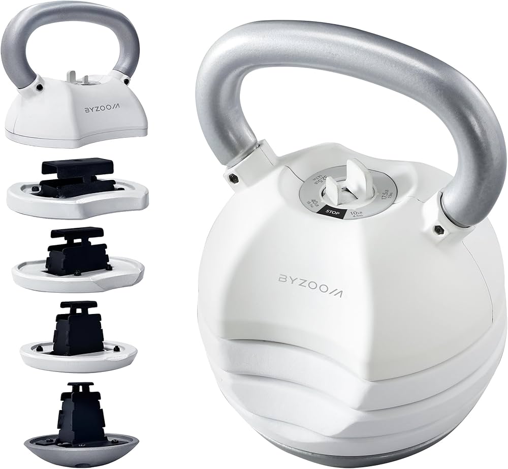 BYZOOM FITNESS Adjustable Kettlebell 30lb/40lb Weight Training Fitness Exercise Full Body Workout 5 in 1 for Home Gym Beginners Woman