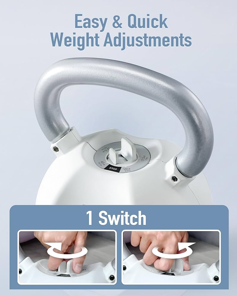 BYZOOM FITNESS Adjustable Kettlebell 30lb/40lb Weight Training Fitness Exercise Full Body Workout 5 in 1 for Home Gym Beginners Woman