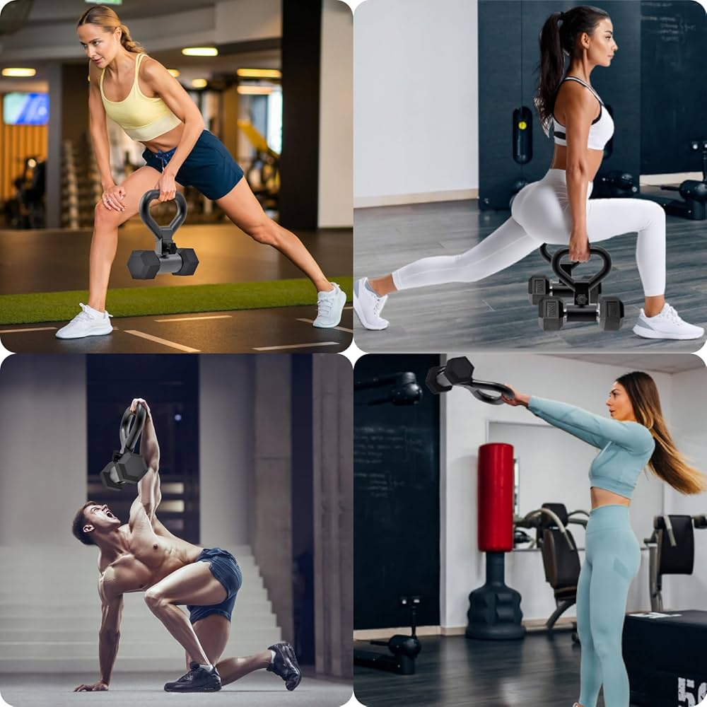 SELEWARE Versatile Steel Dumbbell to Kettlebell Converter Handle, Non-Slip Ergonomic Grip, Quick Installation Fits Most Dumbbells Up to 100lbs
