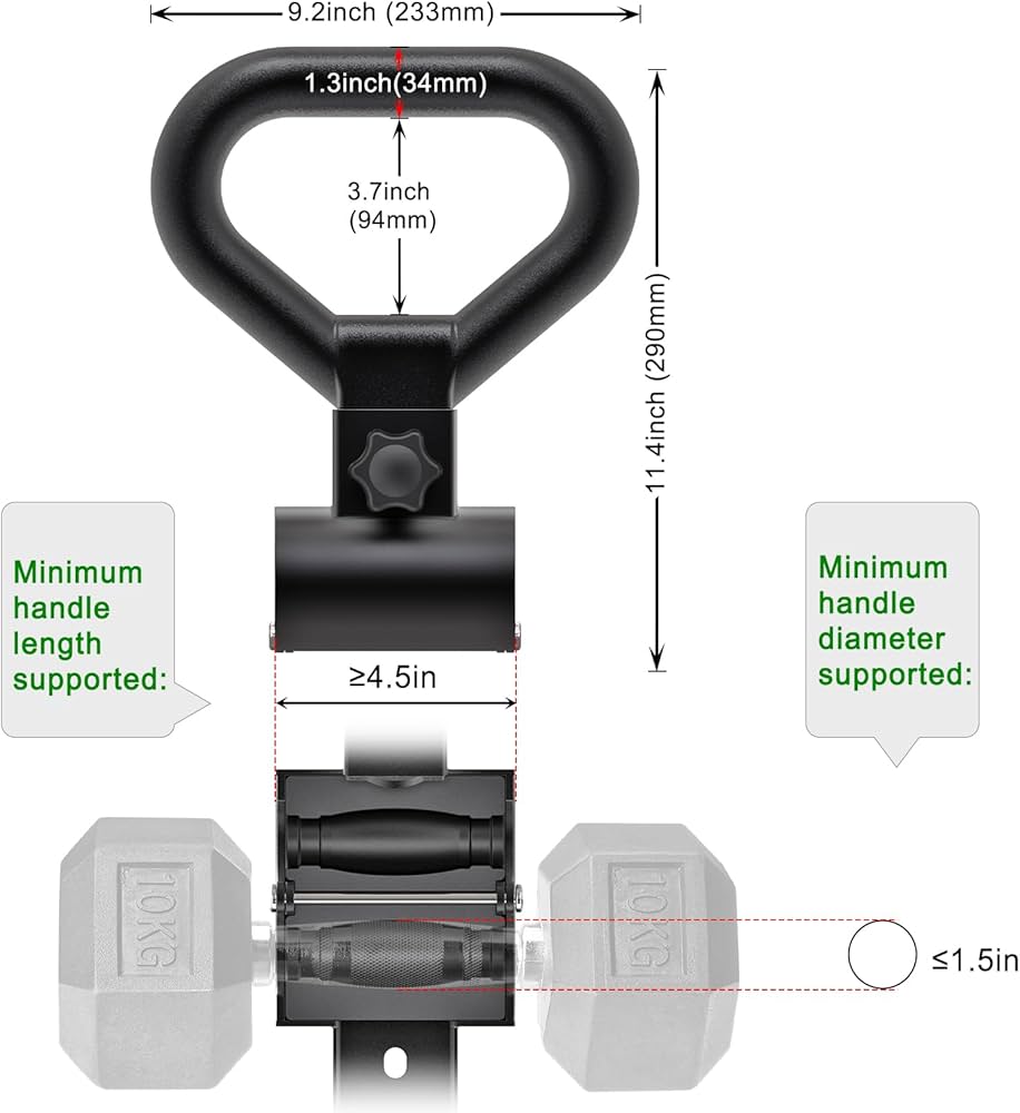SELEWARE Versatile Steel Dumbbell to Kettlebell Converter Handle, Non-Slip Ergonomic Grip, Quick Installation Fits Most Dumbbells Up to 100lbs