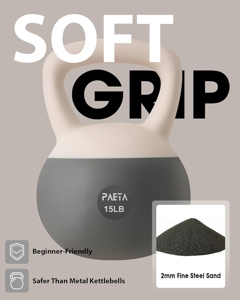 PAETA Soft Kettlebell for Home Fitness – Anti-Slip Grip & Wide Handle Design,Soft Kettlebell Set, Gentle Floor-Friendly Impact – 10lbs, 15lbs, 21lbs, for Home Functional Training