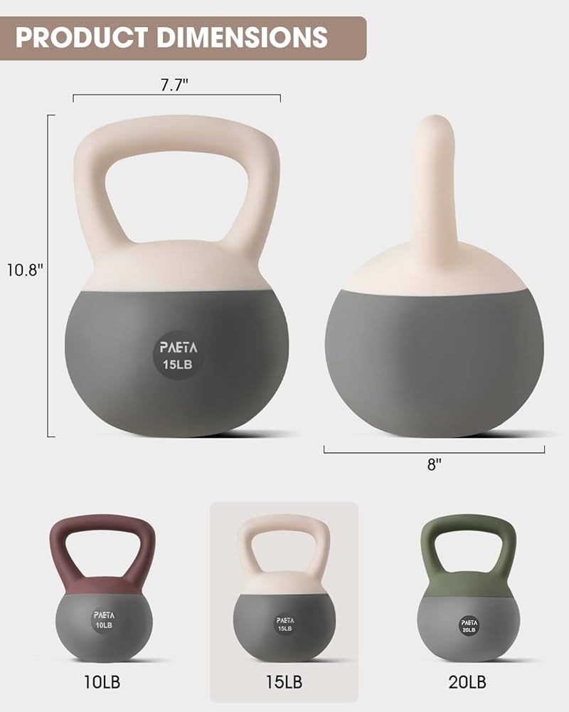 PAETA Soft Kettlebell for Home Fitness – Anti-Slip Grip & Wide Handle Design,Soft Kettlebell Set, Gentle Floor-Friendly Impact – 10lbs, 15lbs, 21lbs, for Home Functional Training