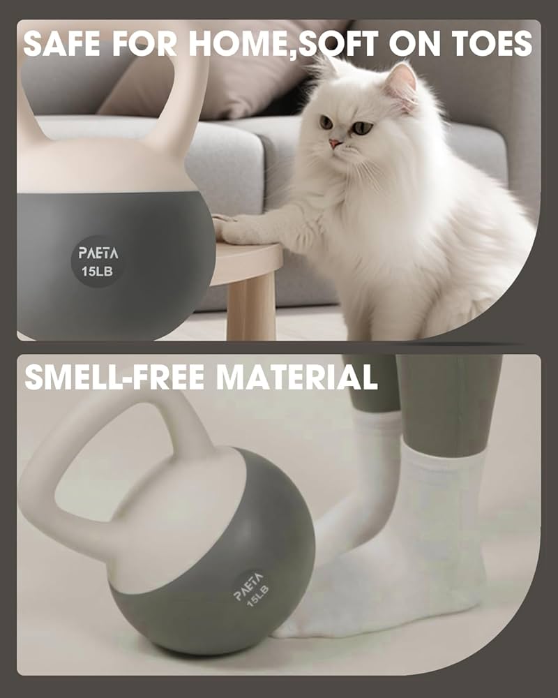 PAETA Soft Kettlebell for Home Fitness – Anti-Slip Grip & Wide Handle Design,Soft Kettlebell Set, Gentle Floor-Friendly Impact – 10lbs, 15lbs, 21lbs, for Home Functional Training