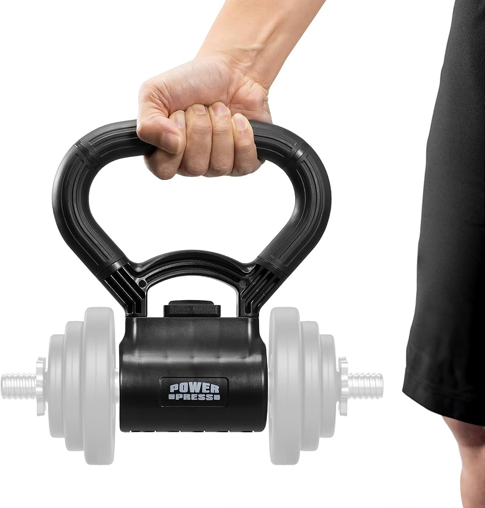 PowerPress Kettlebell Handle – Converter for Dumbbell to Kettle Bell – Grip Handle Attachment for Dumbbells – Kettlegrip Kettlebell Attachment Kettle Bell Adaptor