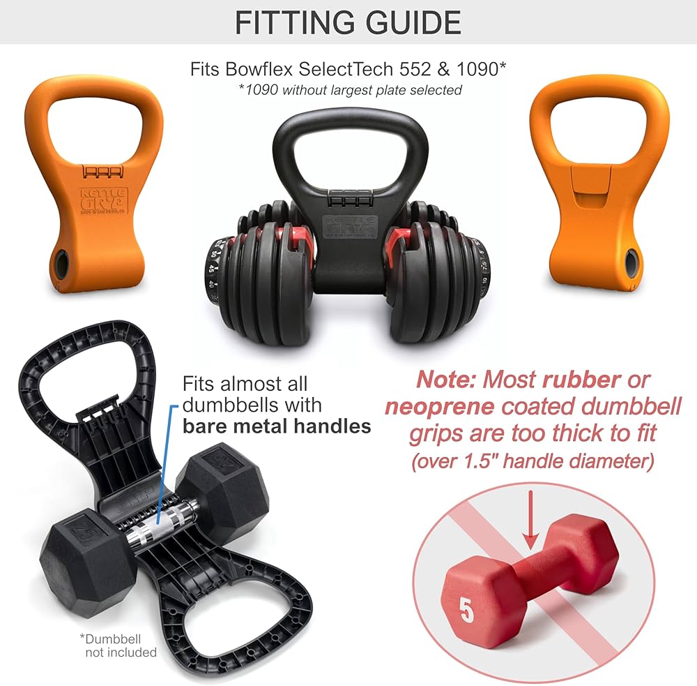 KETTLE GRYP – The Original – As Seen on SHARK TANK! Converts Your Dumbbells Into Kettlebells – Made in the USA – Dumbbell Grip Handle