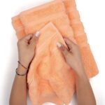 American Soft Linen Luxury 6 Piece Towel Set, 2 Bath Towels 2 Hand Towel 2 Washcloths, 600 GSM 100% Cotton Turkish Towels for Bathroom, Malibu Peach Towel Sets