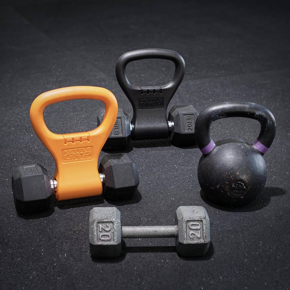 KETTLE GRYP – The Original – As Seen on SHARK TANK! Converts Your Dumbbells Into Kettlebells – Made in the USA – Dumbbell Grip Handle
