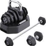Tepemccu 4-in-1 Adjustable Kettlebell, 5.88-45lbs Kettlebells Weight Set, Adjustable Weight Kettlebell Used as Dumbbell, Barbell for Home Gym Full Body Workout