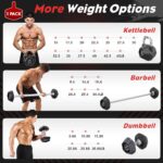 Tepemccu 4-in-1 Adjustable Kettlebell, 5.88-45lbs Kettlebells Weight Set, Adjustable Weight Kettlebell Used as Dumbbell, Barbell for Home Gym Full Body Workout