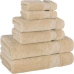 Cotton Paradise 6 Piece Towel Set, 100% Cotton Soft Absorbent Turkish Towels for Bathroom, 2 Bath Towels 2 Hand Towels 2 Washcloths, Beige Towel Set