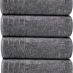 Tens Towels Pack of 4 Extra Large Bath Towels 30 x 60 Inches, 100% Cotton, Larger & Lighter Weight, Quicker to Dry, Super Soft and Absorbent, Perfect for Bathroom, Dark Grey