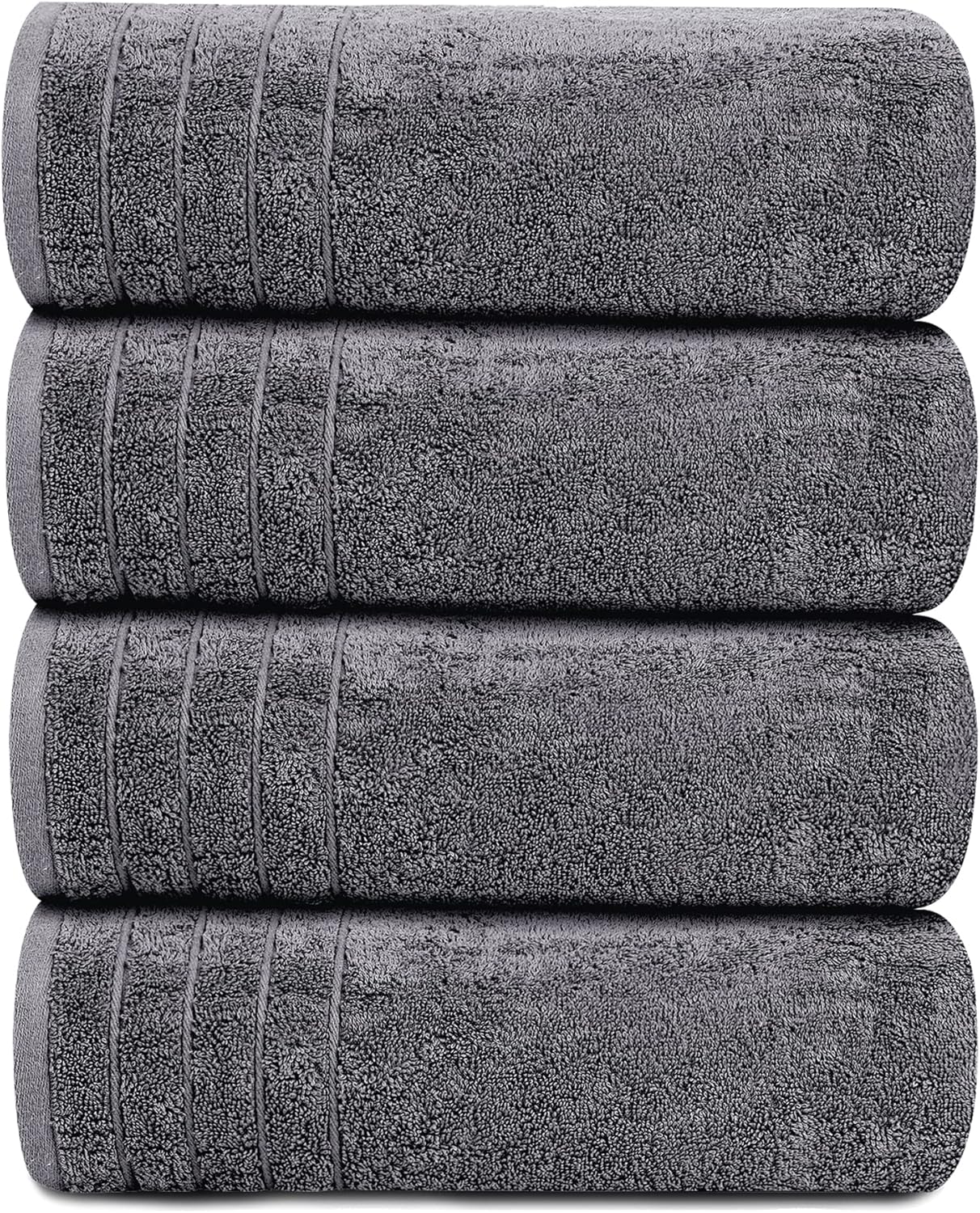 Tens Towels Pack of 4 Extra Large Bath Towels 30 x 60 Inches, 100% Cotton, Larger & Lighter Weight, Quicker to Dry, Super Soft and Absorbent, Perfect for Bathroom, Dark Grey