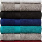 Amazon Basics 6-Piece Fade-Resistant 100% Cotton Towel Set, Soft and Absorbent, 2 Bath Towels, 2 Hand Towels, 2 Washcloths, Navy Blue