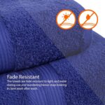 Amazon Basics 6-Piece Fade-Resistant 100% Cotton Towel Set, Soft and Absorbent, 2 Bath Towels, 2 Hand Towels, 2 Washcloths, Navy Blue